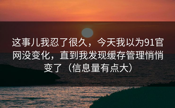 这事儿我忍了很久，今天我以为91官网没变化，直到我发现缓存管理悄悄变了（信息量有点大）