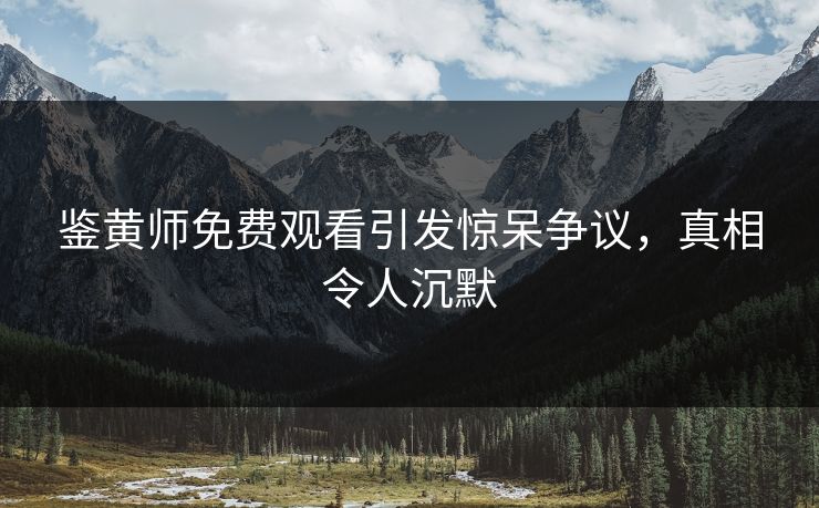 鉴黄师免费观看引发惊呆争议，真相令人沉默