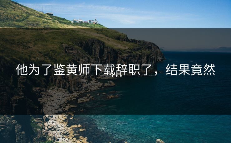 他为了鉴黄师下载辞职了，结果竟然…