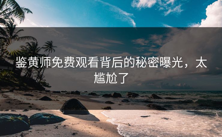 鉴黄师免费观看背后的秘密曝光，太尴尬了