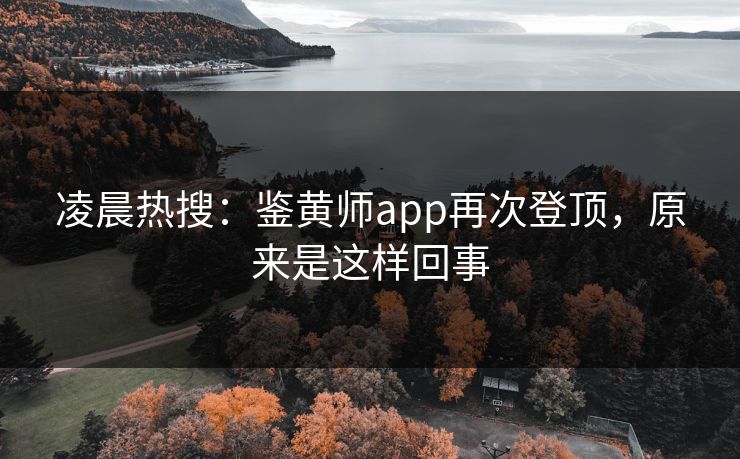 凌晨热搜：鉴黄师app再次登顶，原来是这样回事