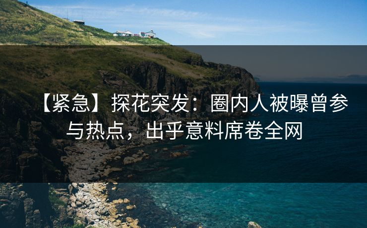 【紧急】探花突发：圈内人被曝曾参与热点，出乎意料席卷全网