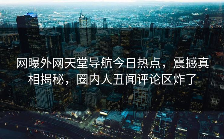 网曝外网天堂导航今日热点，震撼真相揭秘，圈内人丑闻评论区炸了