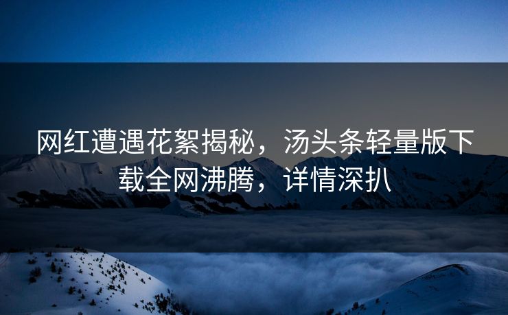 网红遭遇花絮揭秘，汤头条轻量版下载全网沸腾，详情深扒