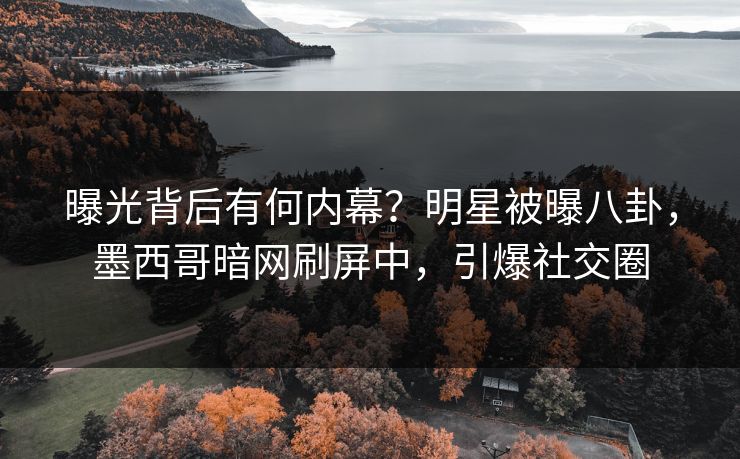 曝光背后有何内幕？明星被曝八卦，墨西哥暗网刷屏中，引爆社交圈